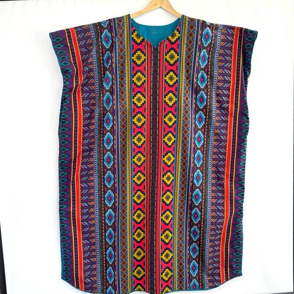 J Peterman Kaftan Size L/XL Cotton Stripe Southwest Tribal Boho Hippie Maxi - Picture 1 of 16